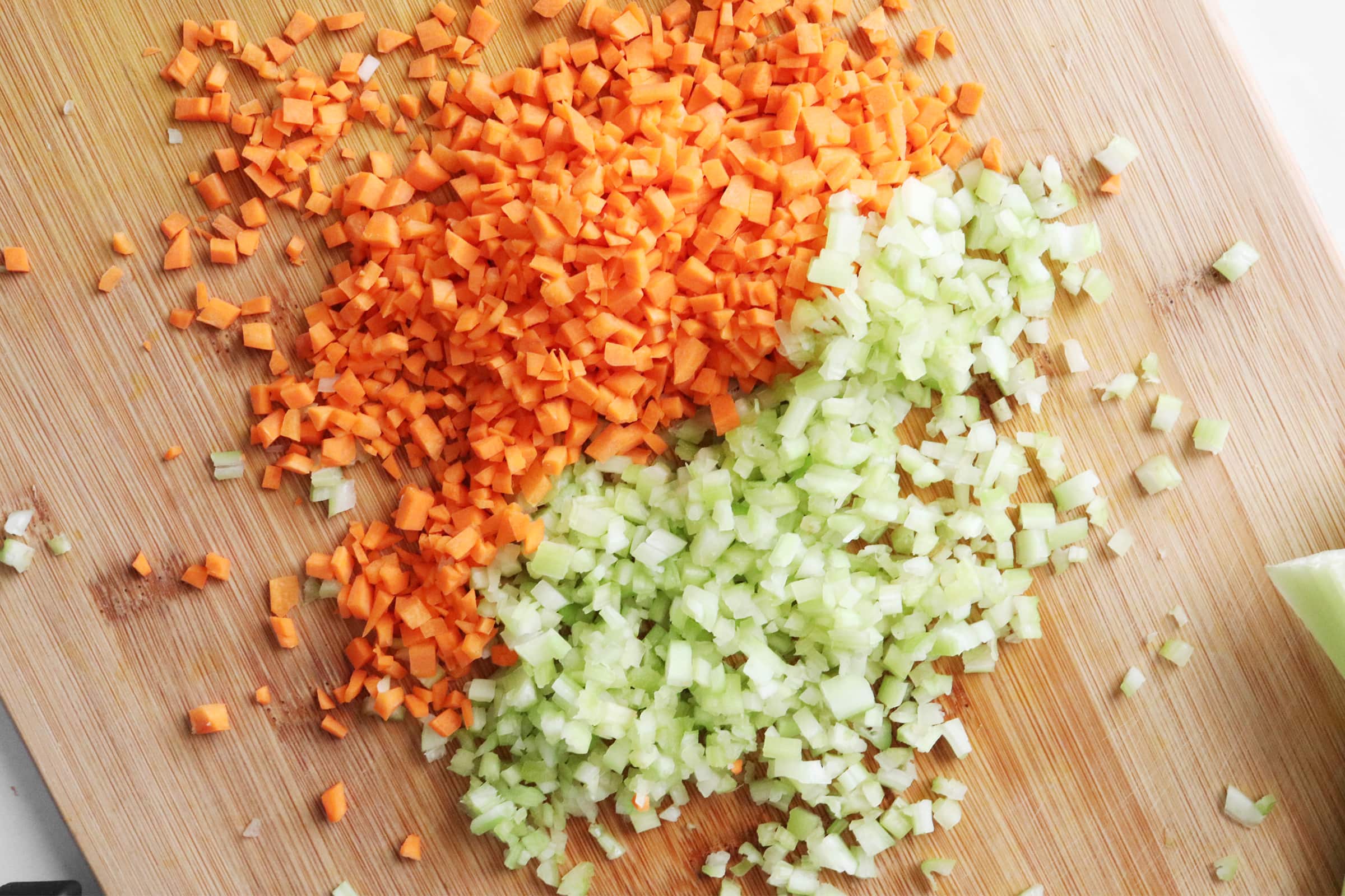 <p>Tiny dice-like cuts</p>