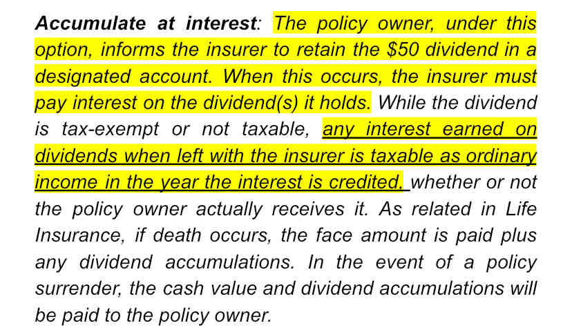 <p>Of the following dividend options, which of these is taxable?</p><ul><li><p>Reduction of premium</p></li><li><p>One year term</p></li><li><p>Paid-up additions</p></li><li><p>Accumulation at interest</p></li></ul>