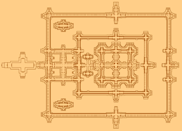 <p>5 points arranged in a cross; the basis arrangement of Hindu temples at Angkor Wat</p>