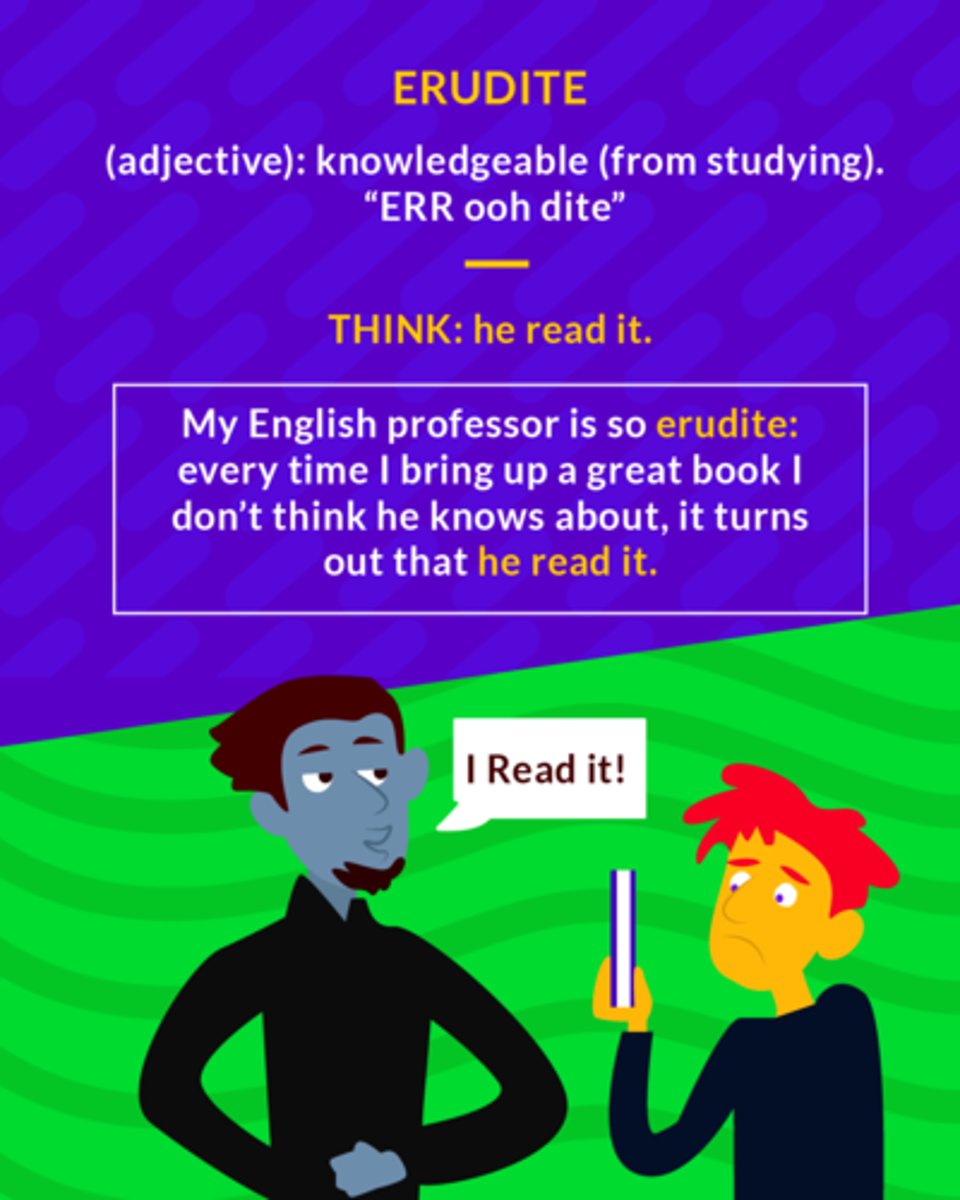 <p>(adj.) scholarly, learned, bookish, pedantic</p>