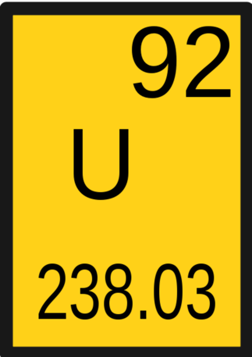 <p>Symbol: U</p><p>Atomic Mass:</p><p>Atomic Number: 92</p>