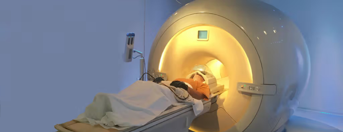 <p>Shows structure and brain function of brain. Measures changes in oxygen labels as brain areas activate or deactivate.</p>