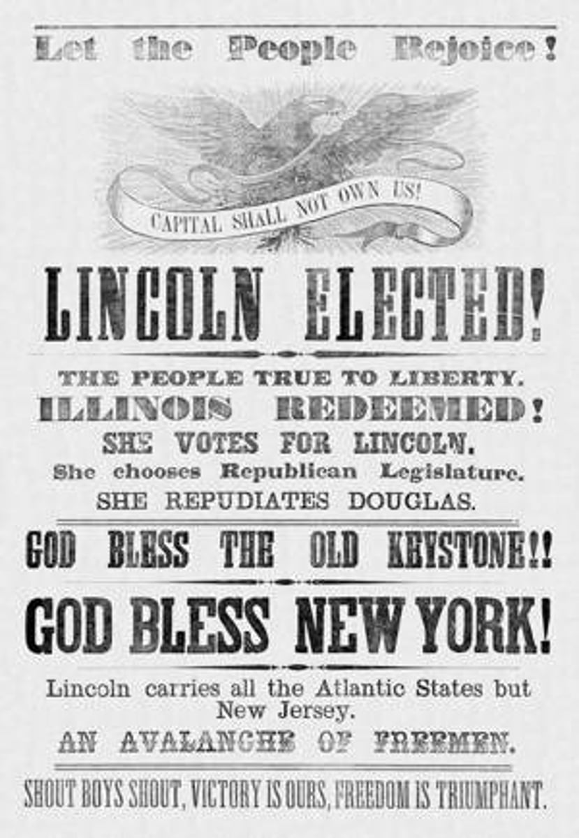 <p>What was the immediate result of Lincoln's election in 1860?</p>