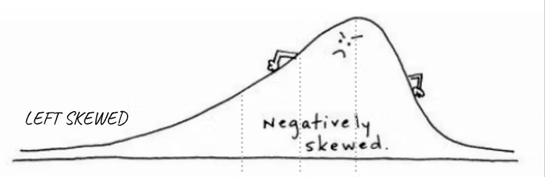 <p>the tail of the distribution points to the left </p>