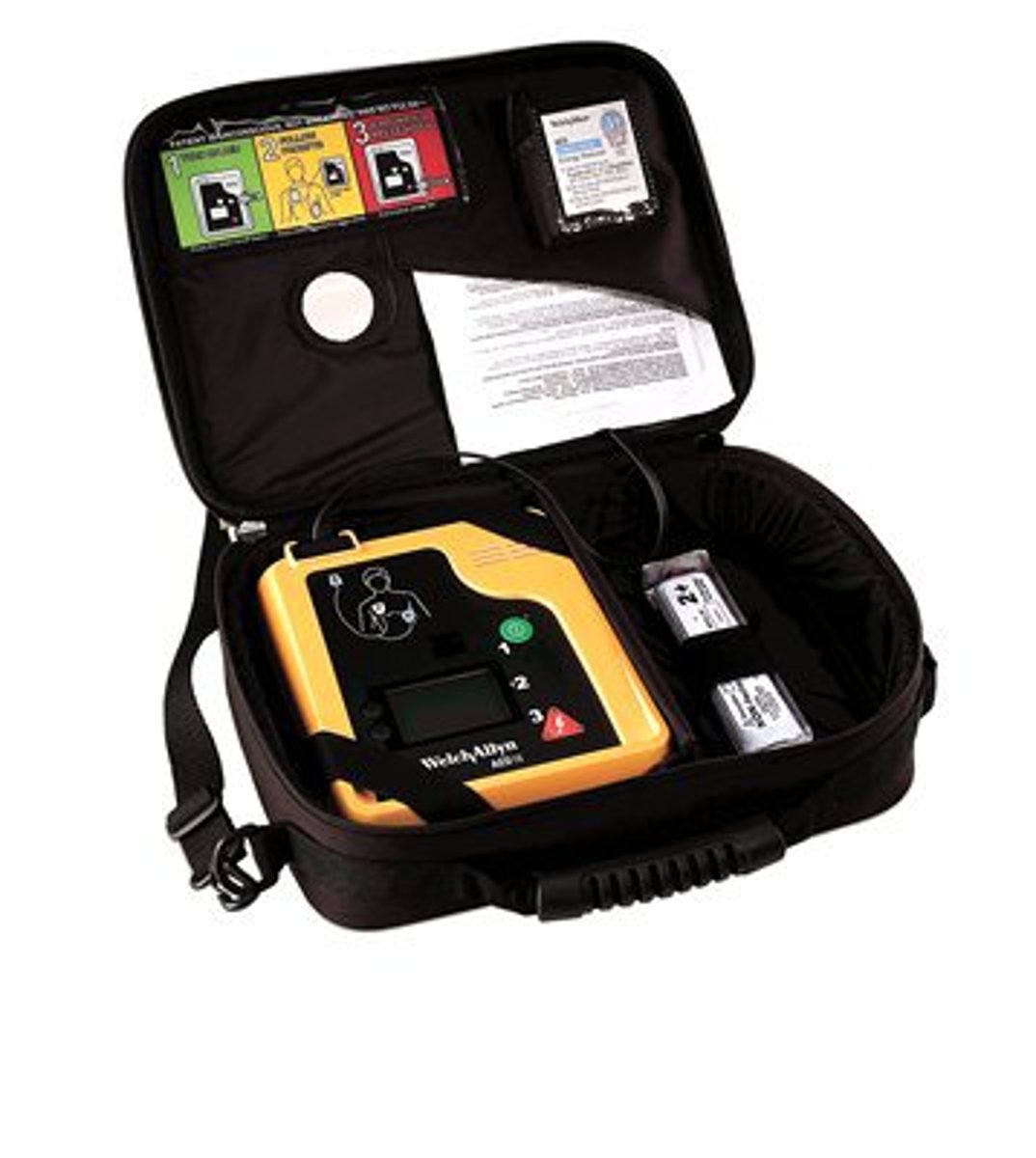 <p>portable defibrillators that are available in many public areas. The machine first determines if the victim needs a shock. If shock is needed, the machine talks the rescuer through administering the procedure</p>