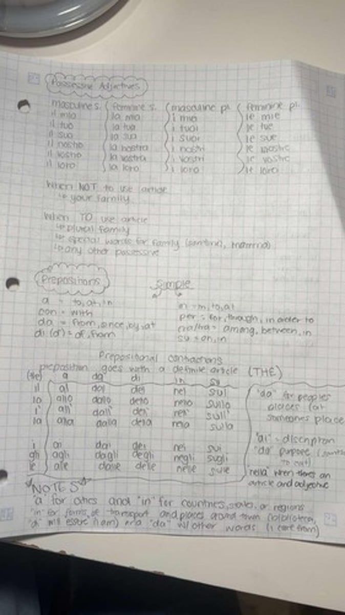 <p>il mio, il tuo, il suo, il nostro, il vostro, il loro</p>