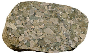 <p>● Coarse-grained ● Poorly sorted ● Rounded, high sphericity ● Grains of varying composition ● Environment: River (Medium to high energy setting)</p>
