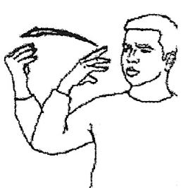 Hold the open hand in front of your face and then pull it away while pulling the thumb and finger together