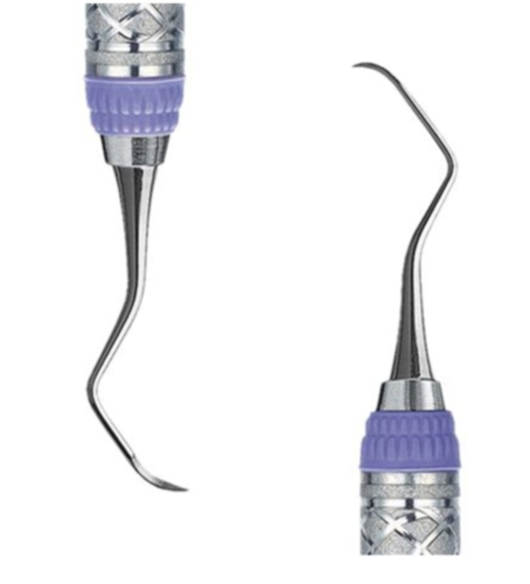 <p>Removal of supragingival calculus. Pointed tip like a sickle rounded back like a curette</p>