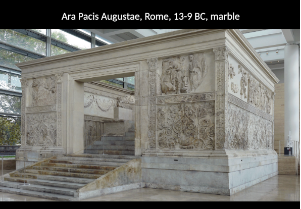 <p>What is the Ara Pacis? What was its function? Who built it and when? Where was it located? What is represented in its relief sculpture?</p>