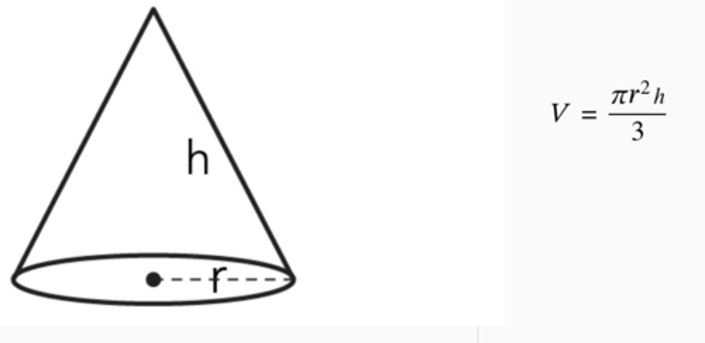 <p>V = 1/3πr^2h</p>