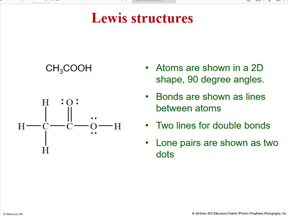 90 degree angle

8 valence electron except H - Oxtate rule for early p block element

Double bond = 4 electrons

Single bond = 2 electrons