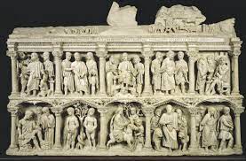 Shows the ten scene of the Bible. Has marble relief. Shows the decline of naturalism, but an increase in didactic art.