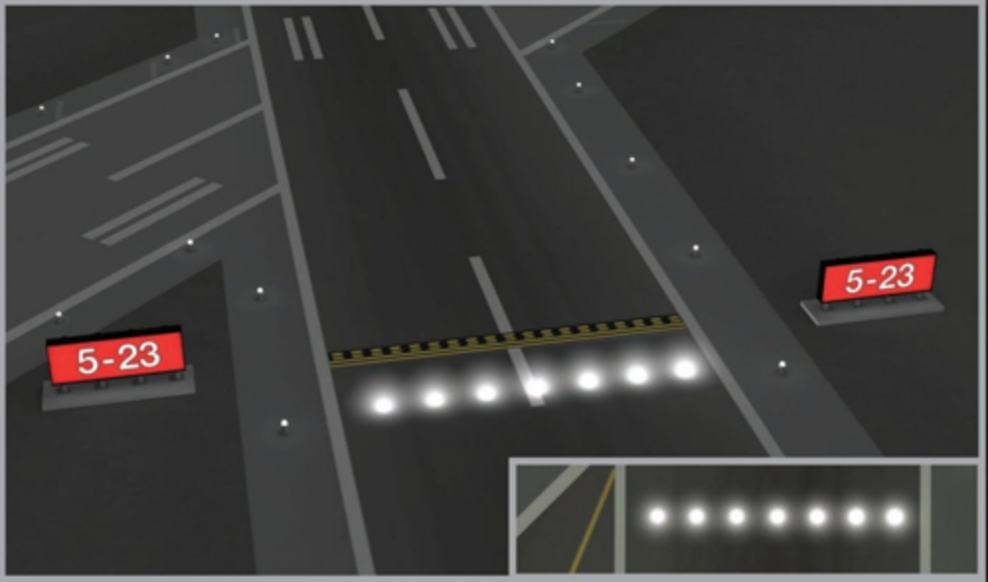 <p>Pulsing white lights installed across the runway at the hold short point</p>