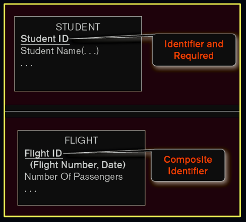 <ul><li><p>Simple Identifier Attribute</p></li><li><p>Composite Identifier Attribute</p></li></ul>