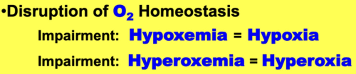 <p>hypoxemia, less commonly also cause hyperoxemia</p>