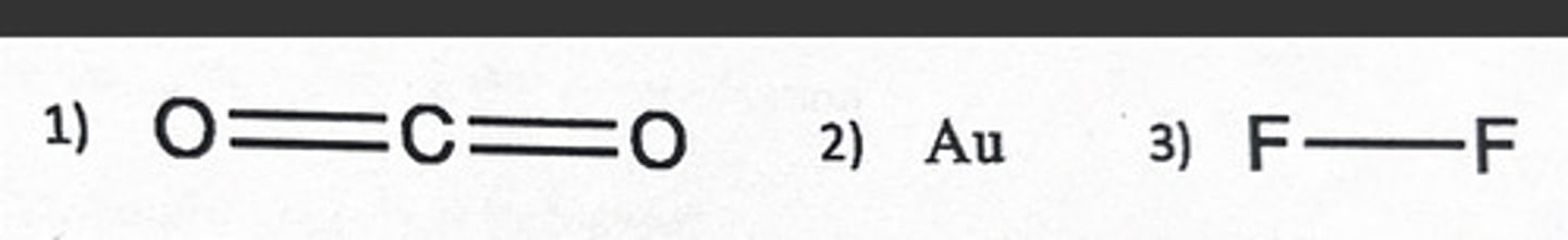 <p>What statement(s) is/are true about the following particles?<br>1) Particle 1 is a compound<br>2) Particle 2 is an atom of an element<br>3) Particle 3 is a compound</p>