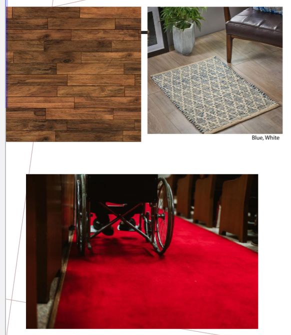 <ul><li><p>Deep joints between floors should not be wider than 0.75in, will cause casters to turn and lodge.</p></li><li><p>Scatter rugs should be removed.</p></li></ul><p></p>