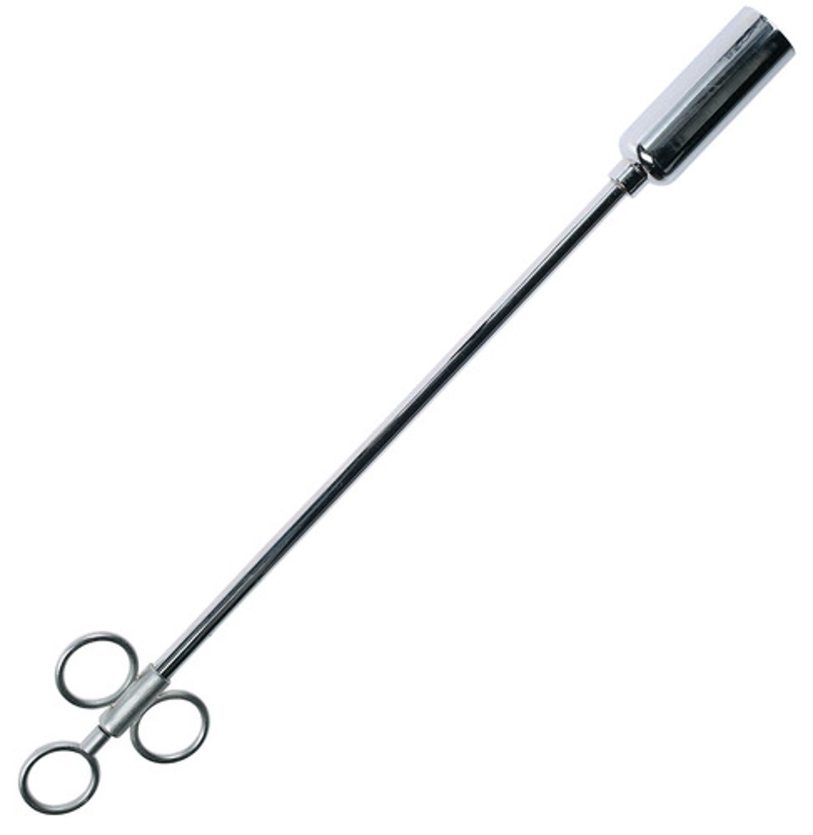 <p>a metal device with a long handle that has a plunger at the base, used to hold medicines to administer to large animals</p>