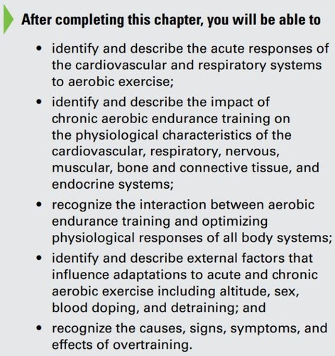 <p>Increased cardiac output, stroke volume, heart rate, oxygen uptake, systolic blood pressure, and blood flow to active muscles.</p>