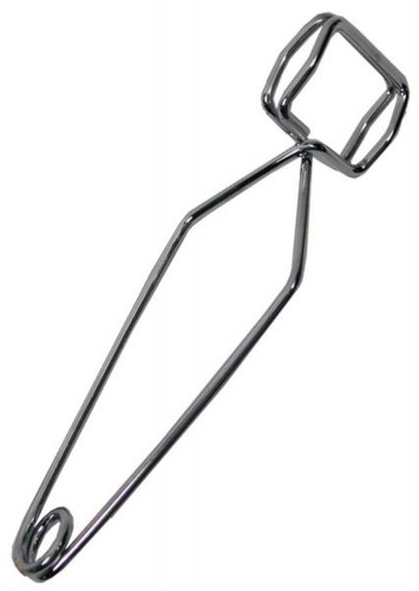 <p>used to safely hold a test tube while heated.</p>