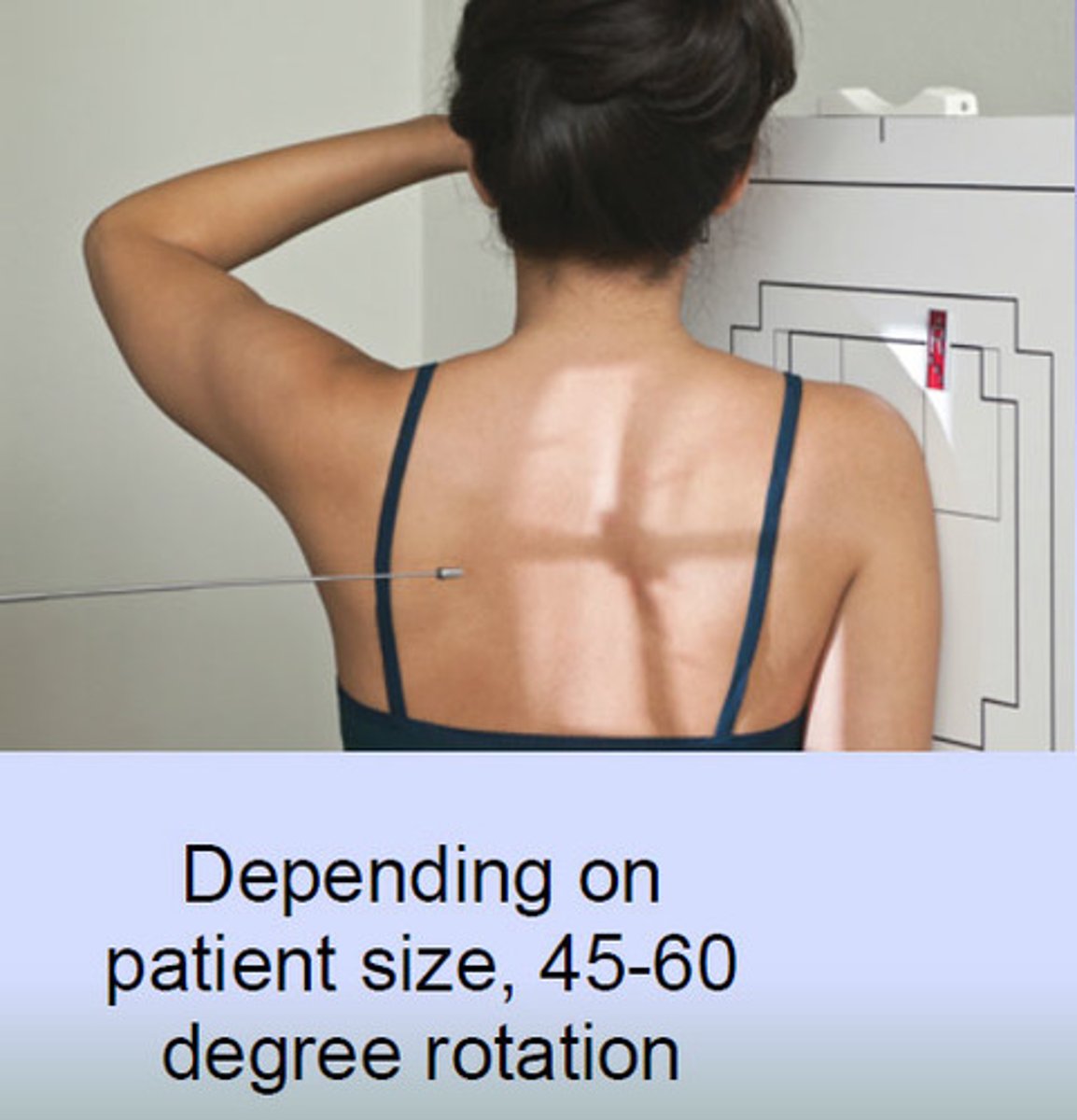 <p>used to rule out dislocations of humeral head (posterior and anterior), PA oblique projection, center mid scapula, lateral scapula</p>