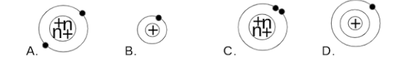 <p><span>Which of the following pictures depicts a model of an atom with an electron in an excited state? (recall electron clouds can hold two electrons in the 1st energy level)&nbsp;</span></p>