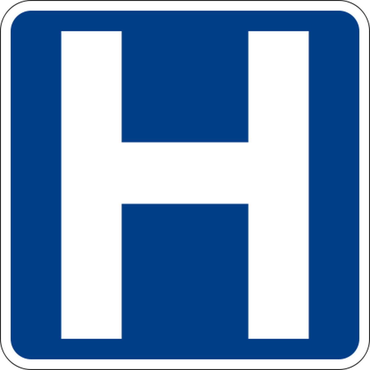 <p>Blue and white signs direct you to services, such as gas, food, motels and hospitals.</p>