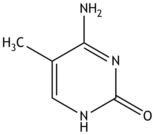 <p>37. In the following figure, a pyrimidine base is shown.</p><p>This base</p><p>A. Is formed during RNA editing of ApoB mRNA from the base cytosine</p><p>B. Is a component of the cap structure of mature mRNA</p><p>C. Is pseudouridine</p><p>D. Can form guanine dimers under UV irradiation</p><p>E. Plays a role as a component of DNA in transcriptional regulation</p>