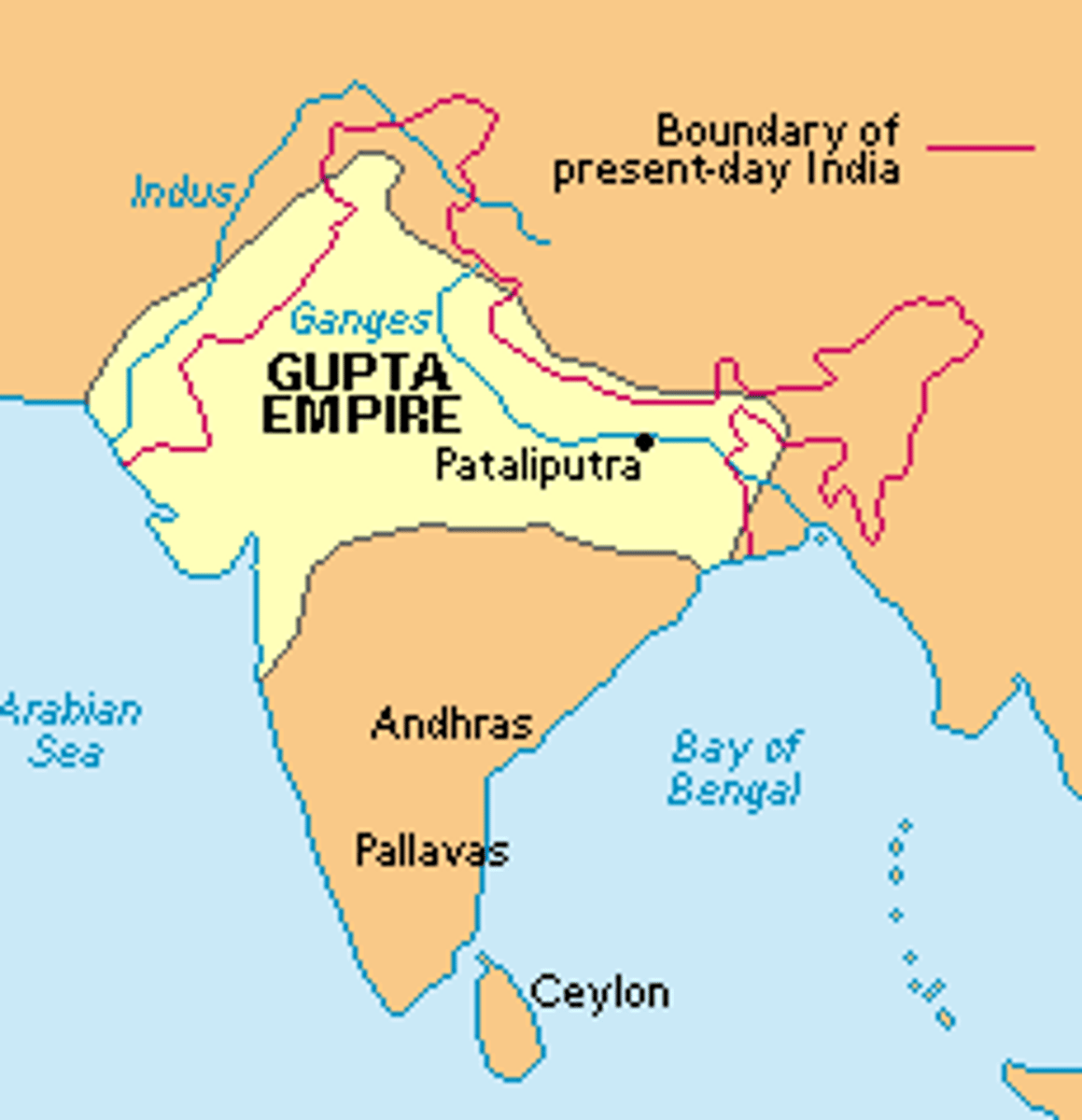 <p>Powerful Indian state based in the Ganges Valley. It controlled most of the Indian subcontinent through a combination of military force and its prestige as a center of sophisticated culture. Often associated with a Golden Age of classical India.</p>