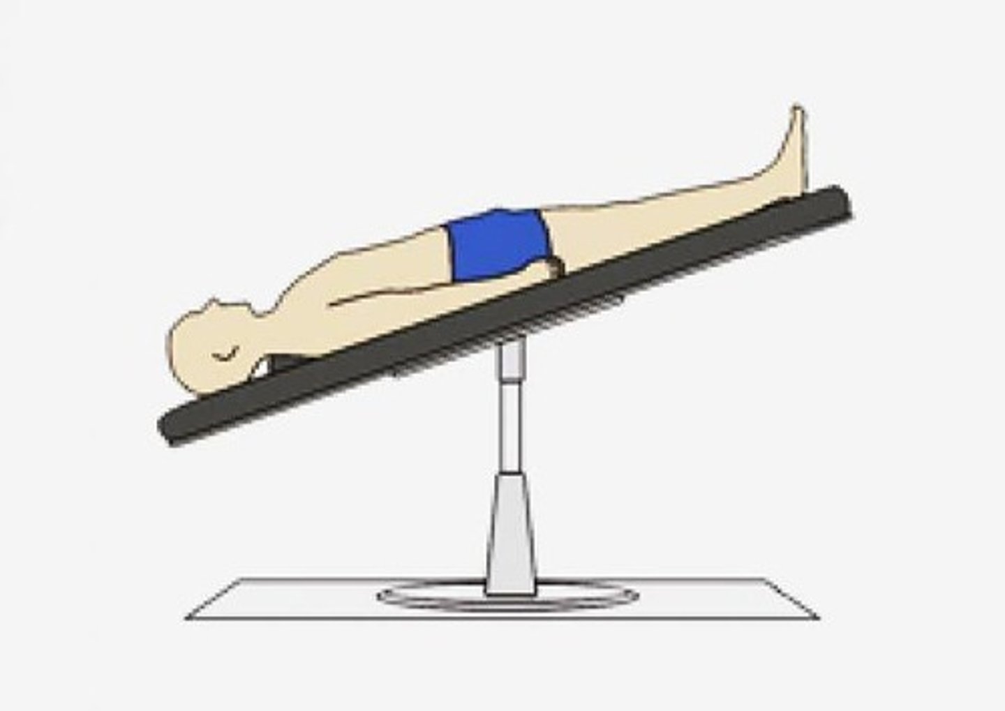 <p>Bedframe tilted with head of bed down.</p>