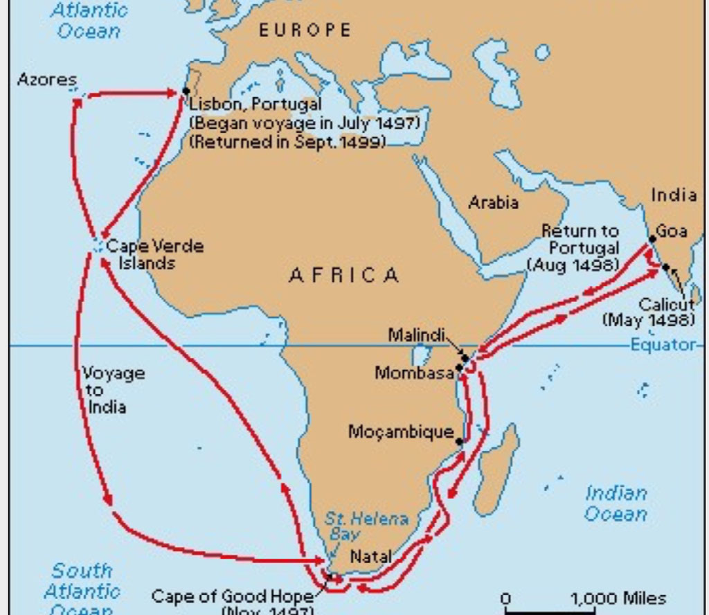 <p>-Discovered another passage to Asia that involved going around Africa rather than through the Mediterranean so Italy would no longer control trade</p>