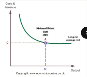 <p>the lowest point on a cost curve at which a company can produce its product at a competitive price, smallest output level at which long-run average total cost is minimized</p>