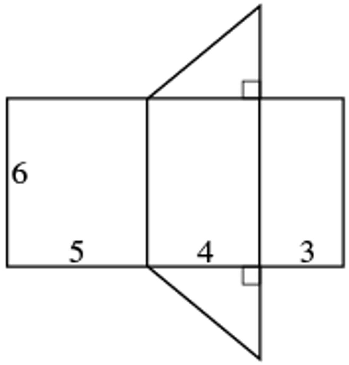 <p>The net shown above forms a right triangular prism. Which of the following represents the surface area of the right triangular prism?</p><p>A. 84</p><p>B. 92</p><p>C. 96</p><p>D.120</p>