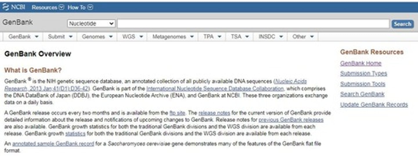 <p>Database for nucleotide sequences and annotations.</p>