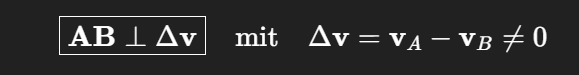 <p>Relativgeschwindigkeit steht immer senkrecht auf AB </p>