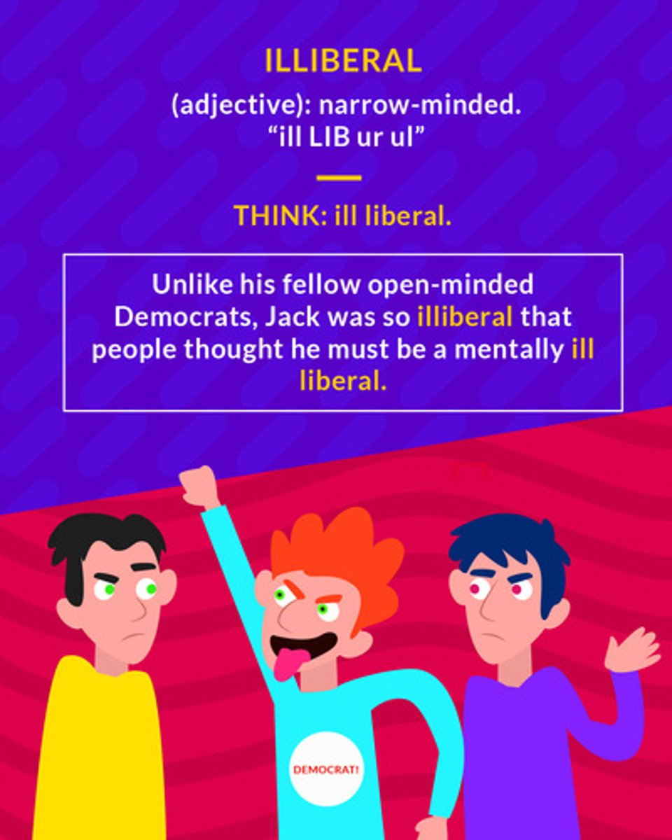 <p>(adj.) narrow-minded</p>