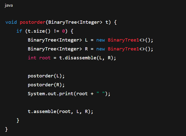 <p><br>Order: left>right>Root<br><br>Traversal for deleting a subtrees/tree, children first (need to delete the children first before deleting the root)</p>