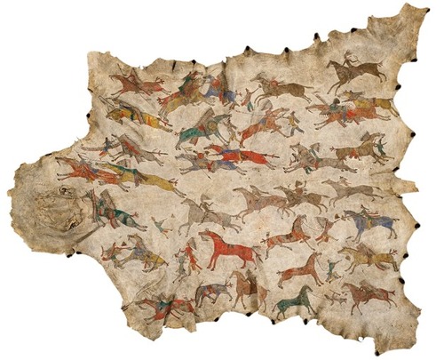 Plains culture. Depicts battle between the Lakota and the Crow people