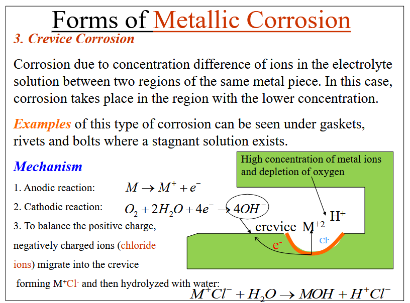 <p>Corrosion due to the difference of ions in the electrolyte solution between two regions of the same metal piece. Corrosion occurs in the region with the lower concentration</p>