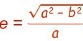 A ratio describing the shape of a conic section; the ratio of the distance between the foci to the length of the major axis