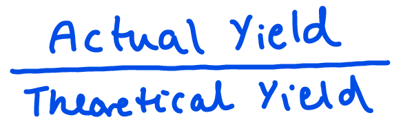 <p>Actual Yield / Theoretical Yield</p>