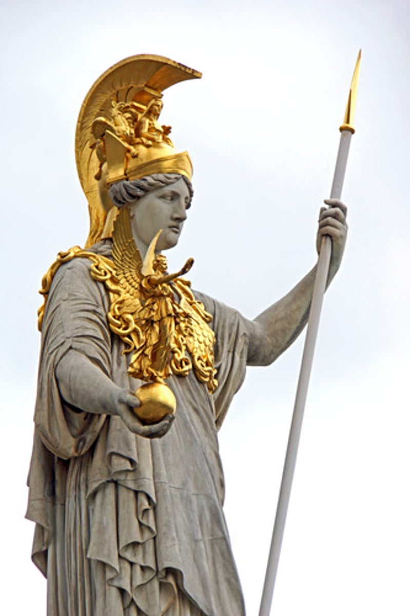 <p>Greek goddess of war and wisdom; patron of Athens</p>