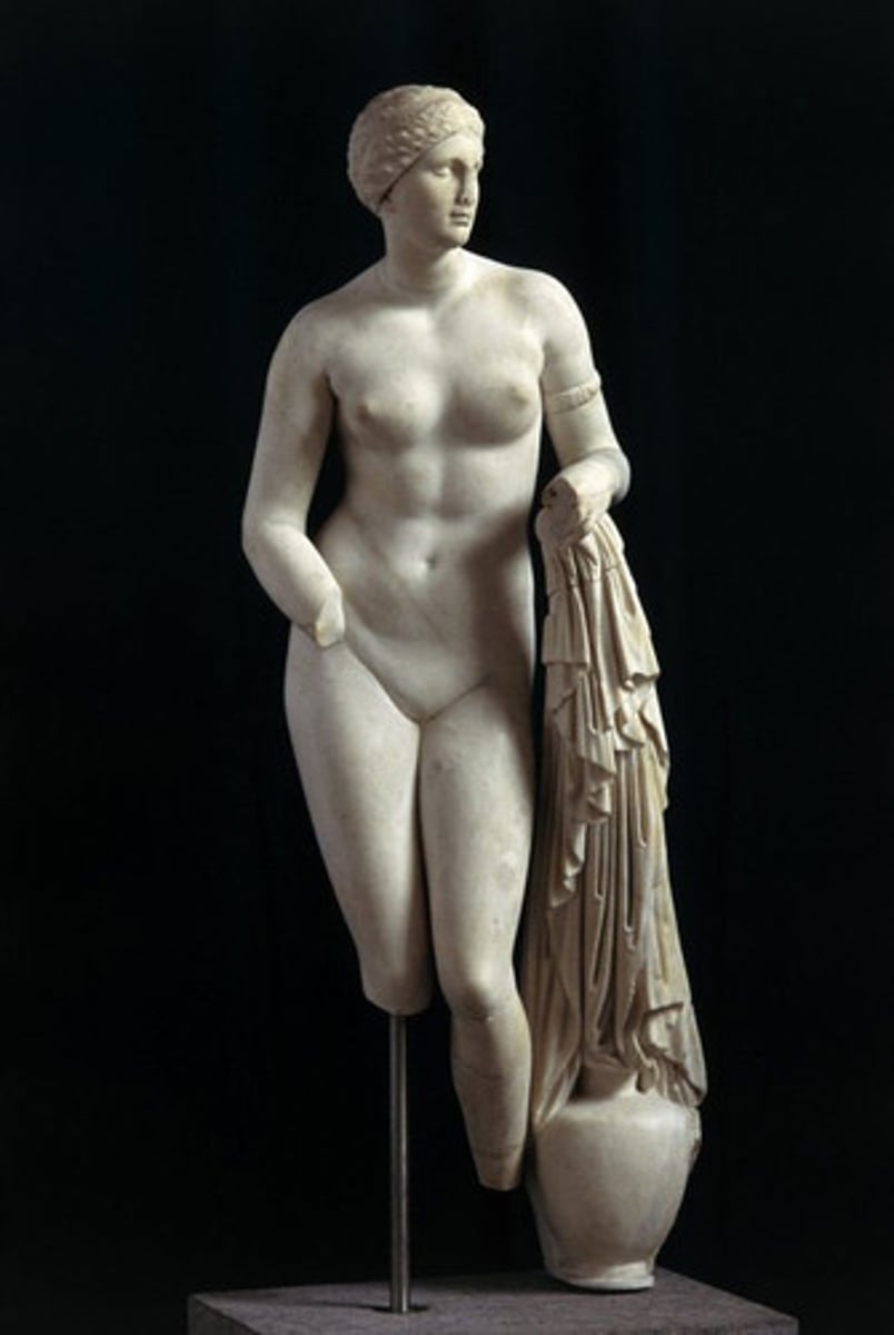 <p>Praxitelean sculpture; the first great female nude.</p>