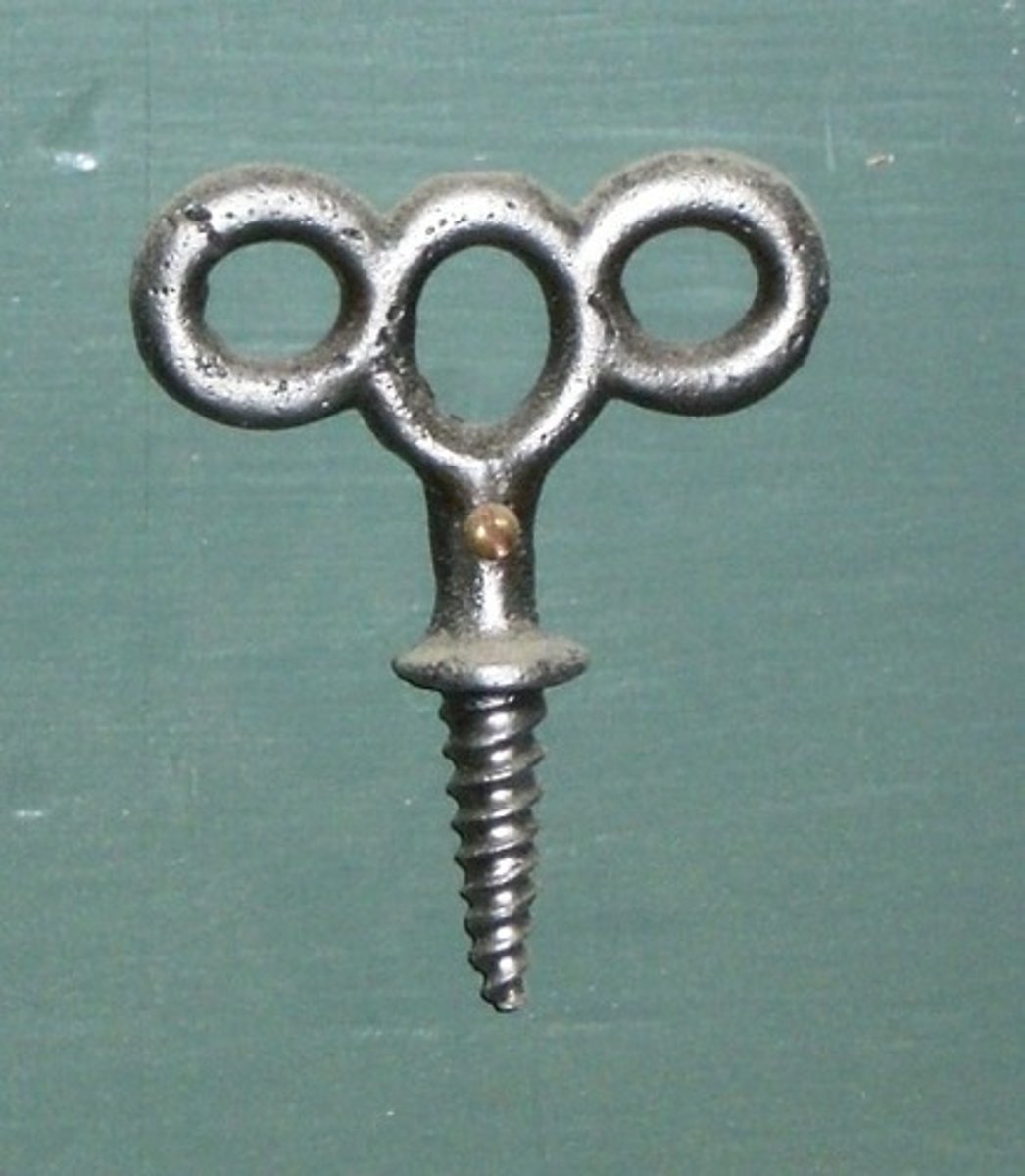<p>A tapered screw with a handle that resembles a corkscrew and is used to fasten stage braces to the floor</p>
