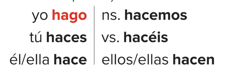 <p>to make/do (irregular)</p>