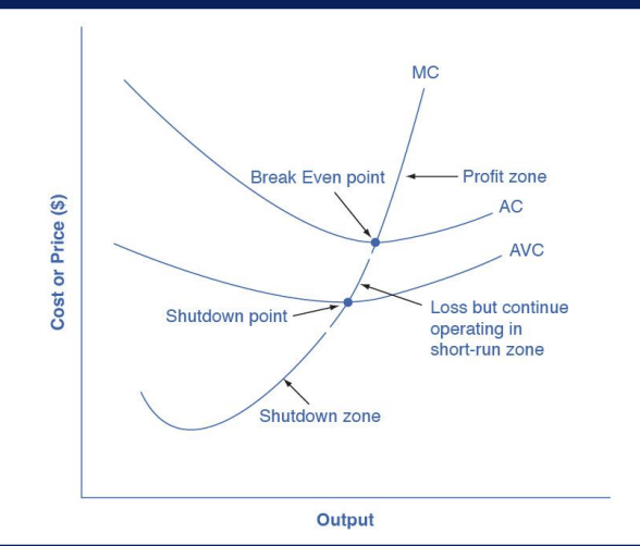 <ul><li><p>firm is operating where the market price is at a level higher than the break even point, then price will be greater than avg cost and the firm is ?</p></li></ul><p></p>