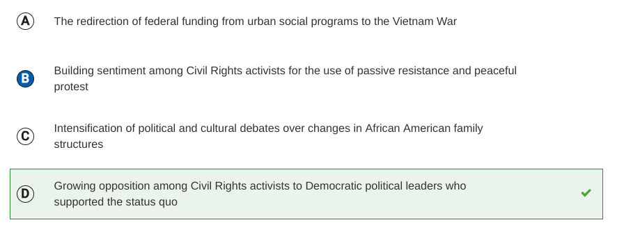 <p>What did young African American civil rights advocates support?</p>