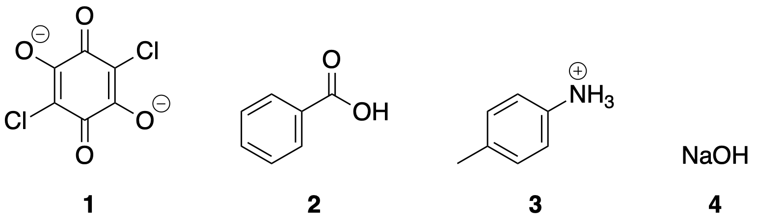 <p>Into which phase (aqueous or organic) would you expect each of the following compound to partition?</p><p>Compound 1,2,3,4,</p><p>aqueous or organic </p>