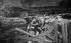 Battle line of trenches between France and Germany.